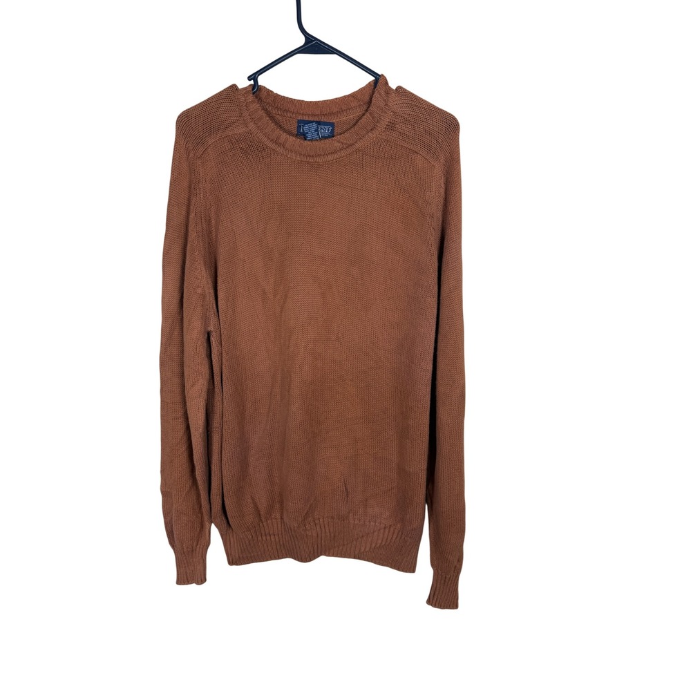 Lands End Drifter Sweater Womens Large 14-16 Rust Brown Cotton Crewneck USA Made